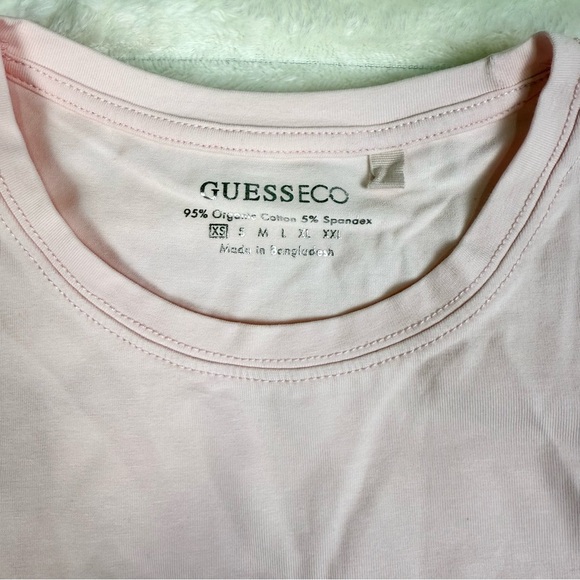 NWOT Guess Crystal Rhinestone Logo Top Women’s XS in Powder Pink - Picture 7 of 10